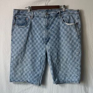 Levi's Light Blue Checkered Jean Shorts